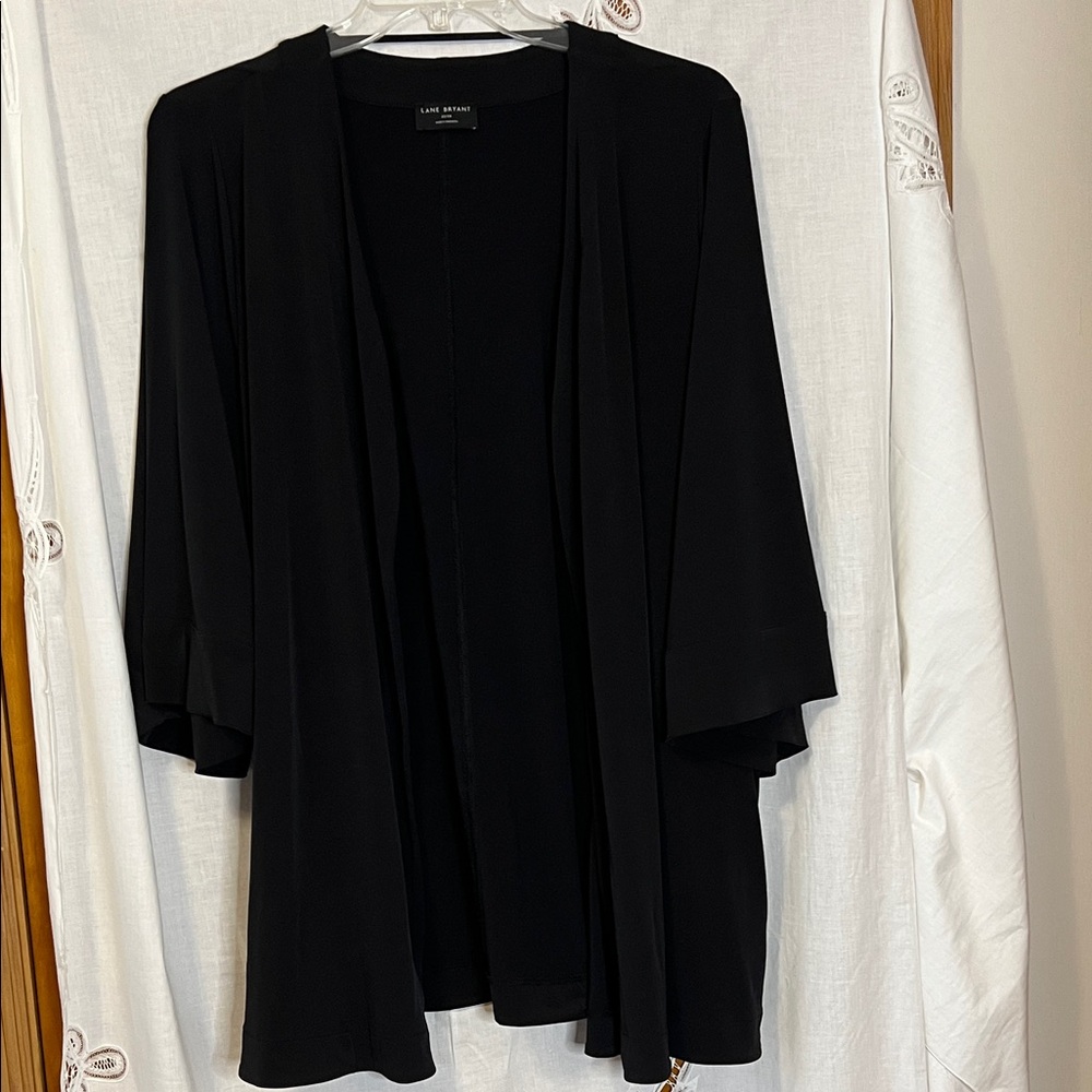 Lane Bryant Elegant Black Drape Open Front Cardigan